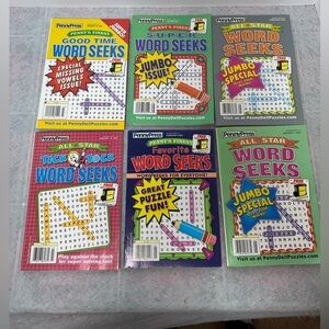Set of 6 Penny Press Word Seek Puzzle Books